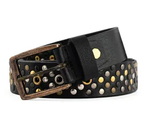 Multi Rivets Studded Genuine Leather Embellished Belt Punk Rock