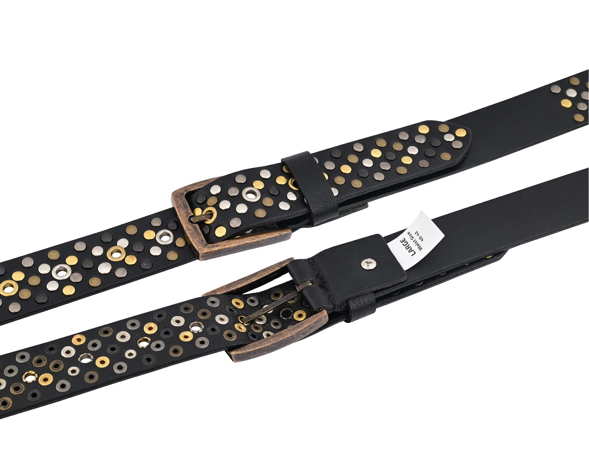 Multi Rivets Studded Genuine Leather Embellished Belt Punk Rock