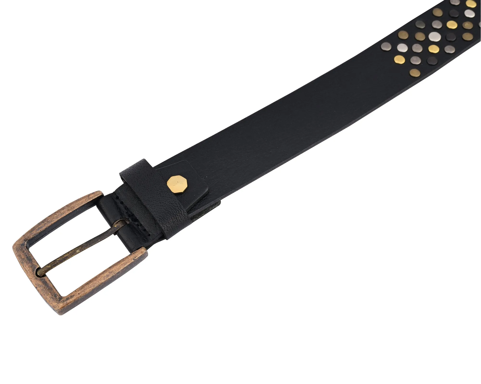 Multi Rivets Studded Genuine Leather Embellished Belt Punk Rock