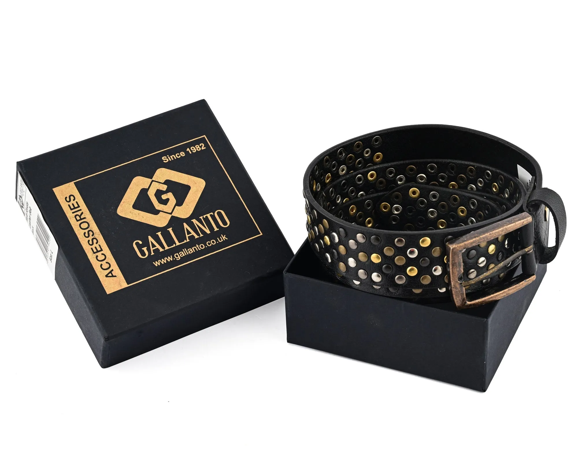 Multi Rivets Studded Genuine Leather Embellished Belt Punk Rock