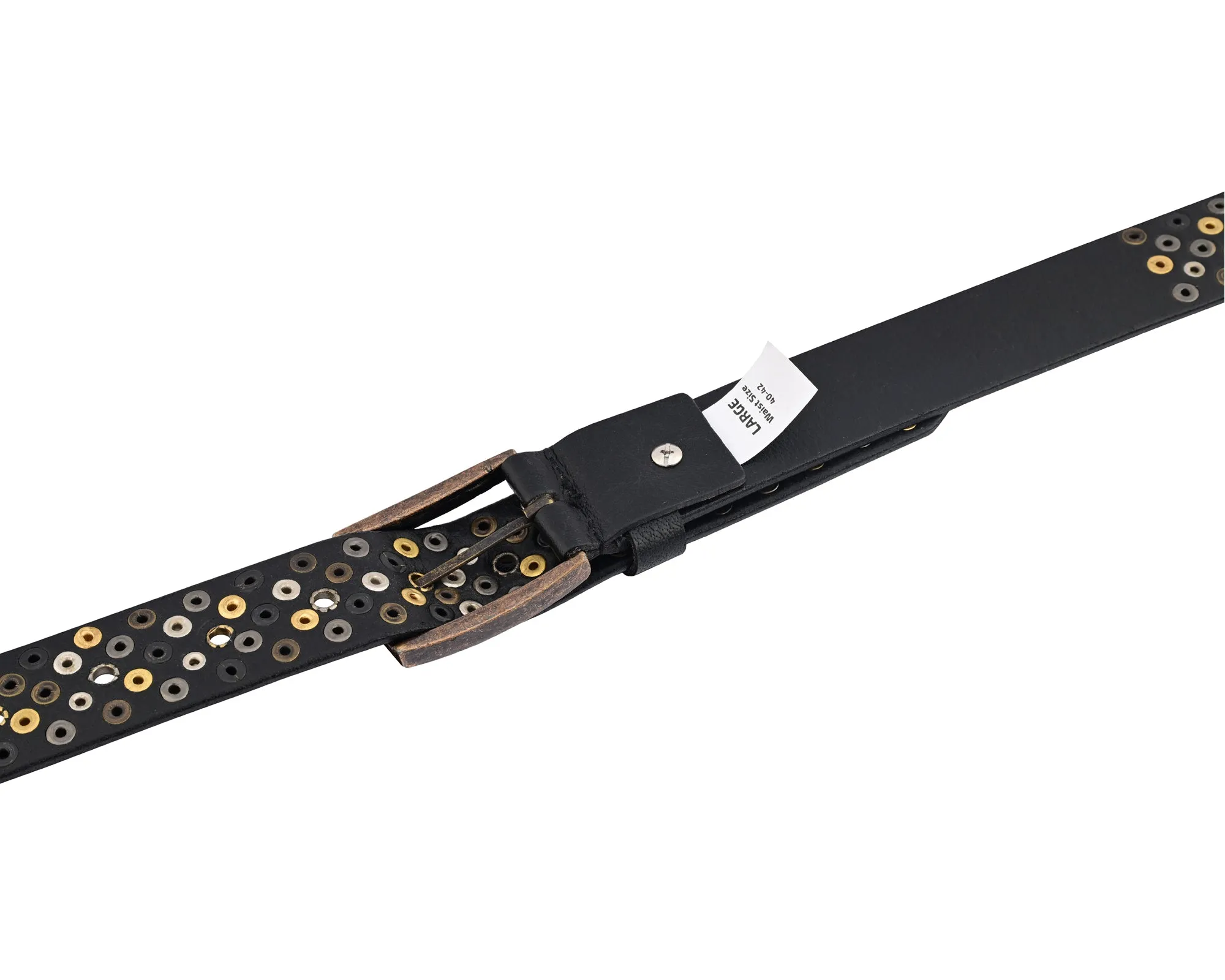 Multi Rivets Studded Genuine Leather Embellished Belt Punk Rock