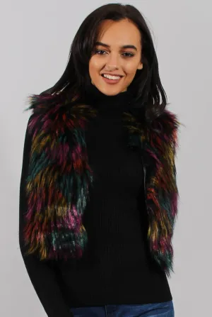 Multicolored Faux Fur Cropped Gilet - Naeva