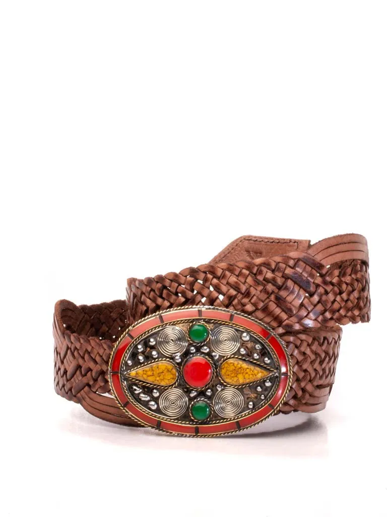 Mumbai Buckle Woven Leather Belt