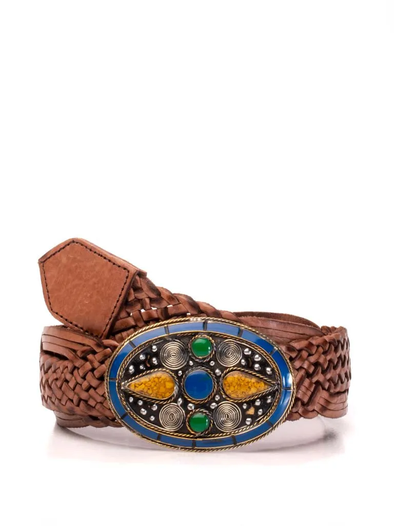 Mumbai Buckle Woven Leather Belt