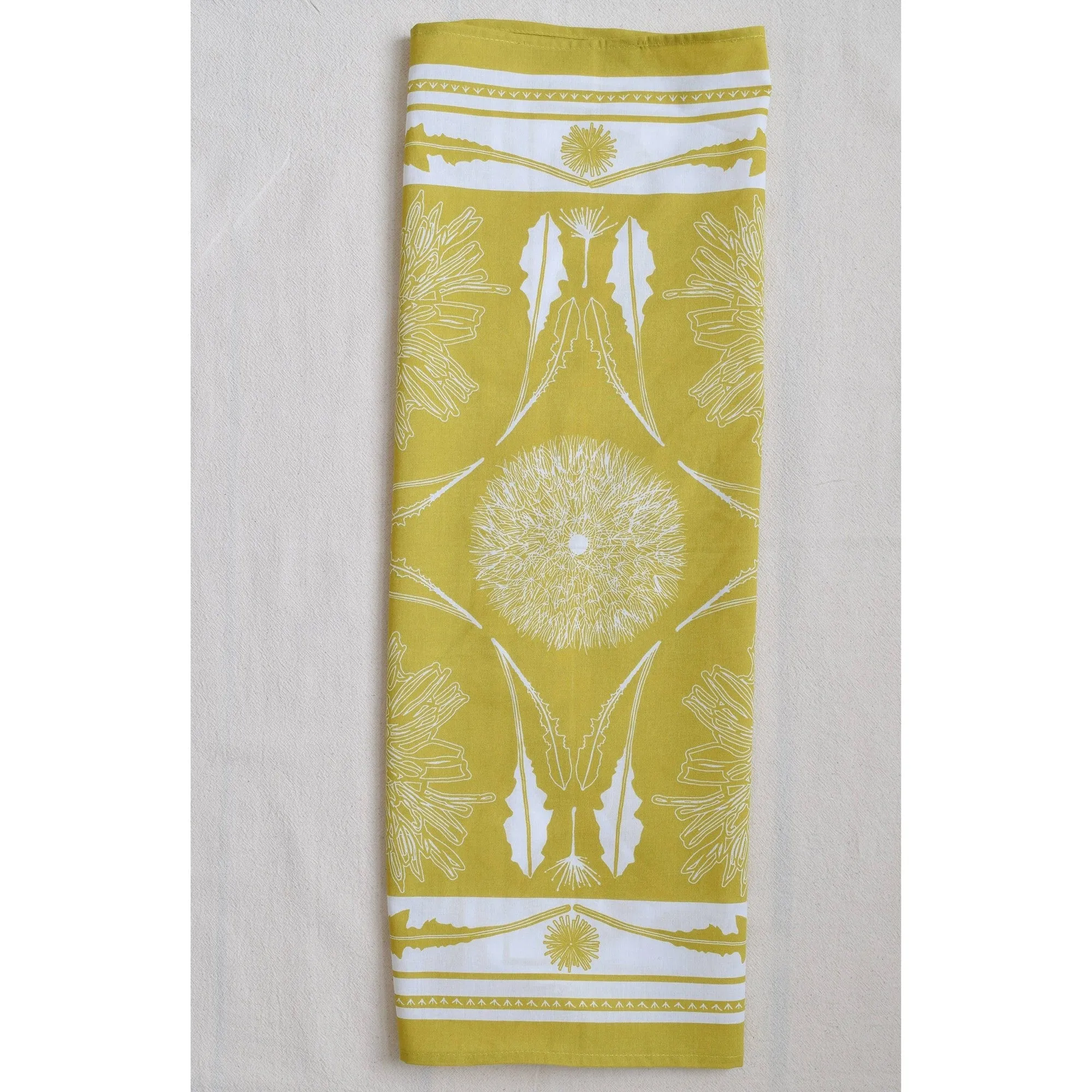 Mustard Yellow Dandelion Bandana | Hand Screen-printed Scarf