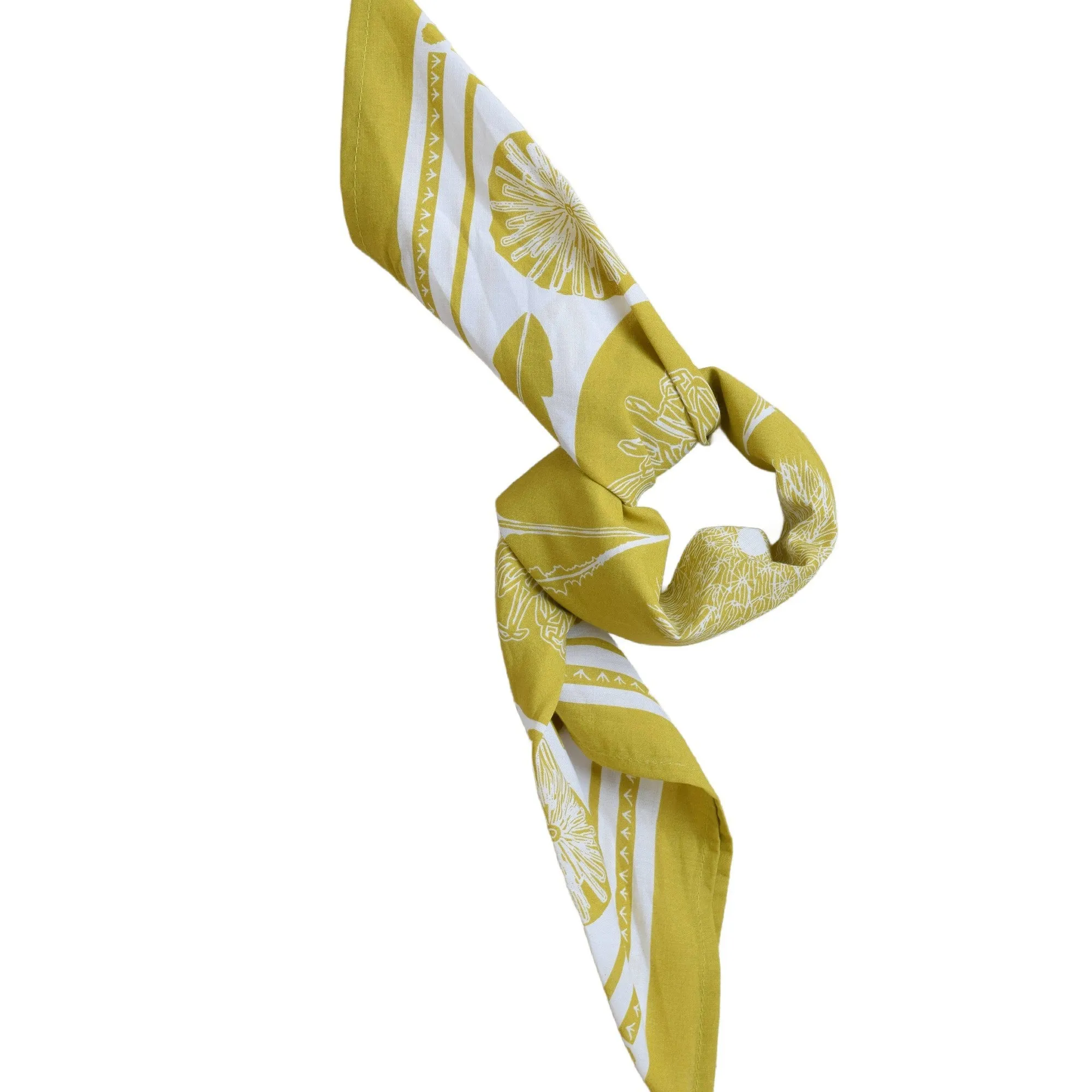 Mustard Yellow Dandelion Bandana | Hand Screen-printed Scarf