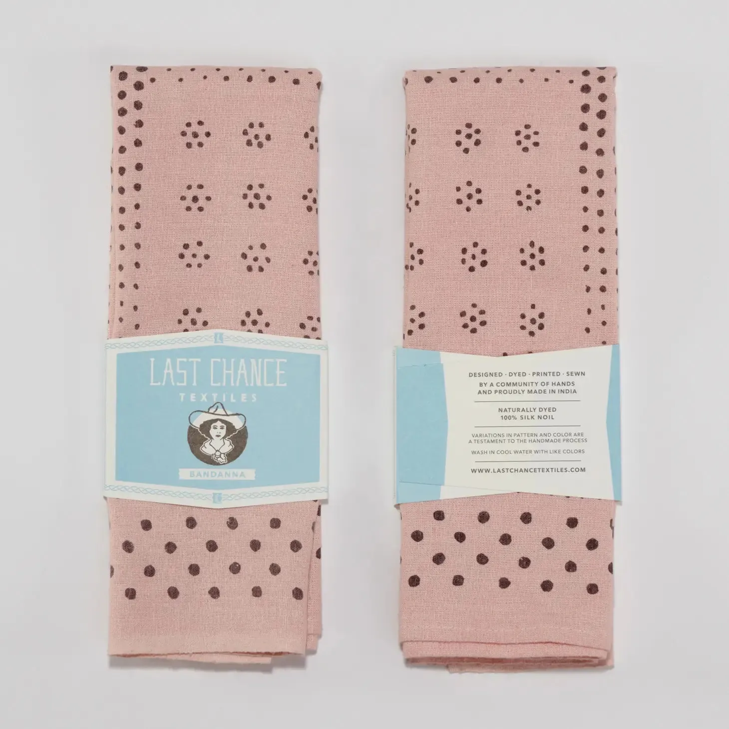 Natural Dye Silk Bandana in Ash Pink