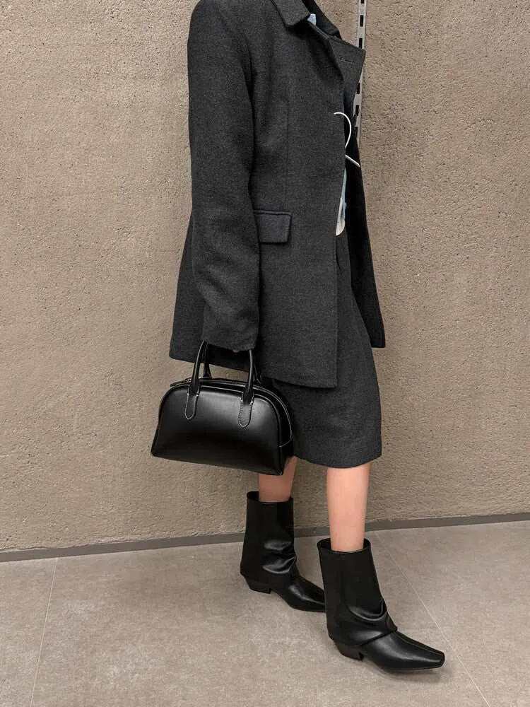 NEW & INSTOCK - Korean Style Leather Boots in Black and Silver