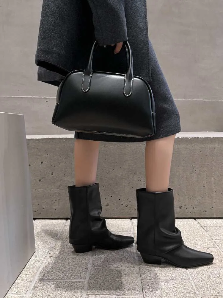 NEW & INSTOCK - Korean Style Leather Boots in Black and Silver