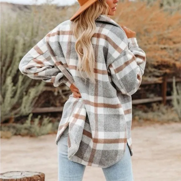 New Thick woolen plaid Shacket coat gorgeous