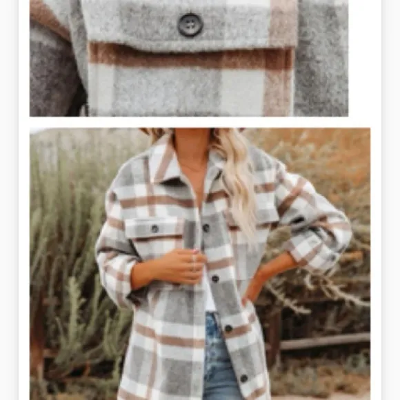 New Thick woolen plaid Shacket coat gorgeous