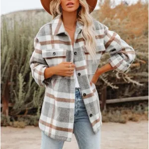 New Thick woolen plaid Shacket coat gorgeous
