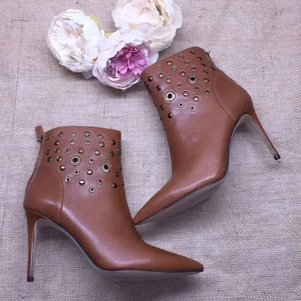 Nine West Brown Embellished Booties 7.5M