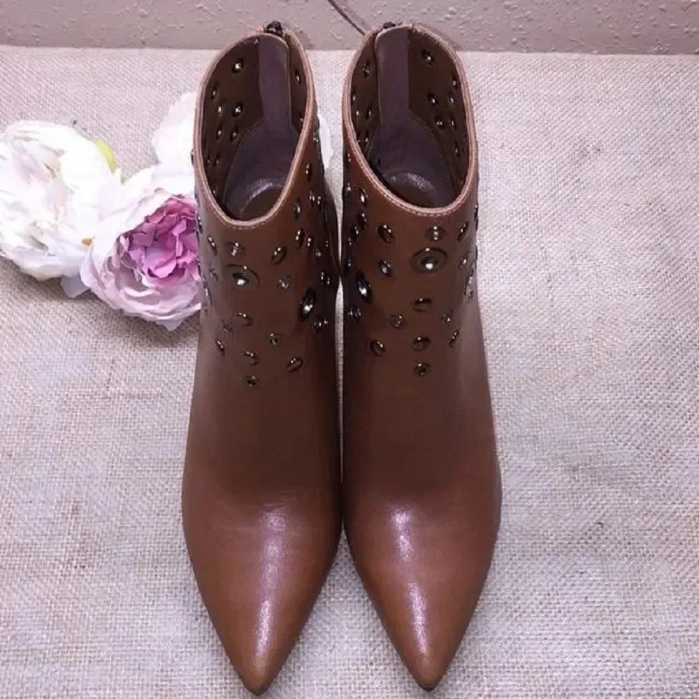 Nine West Brown Embellished Booties 7.5M
