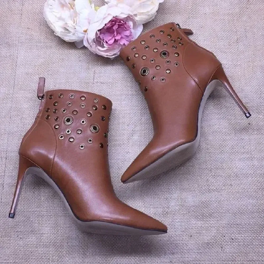 Nine West Brown Embellished Booties 7.5M