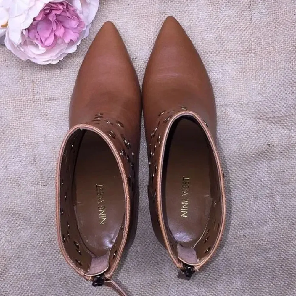 Nine West Brown Embellished Booties 7.5M