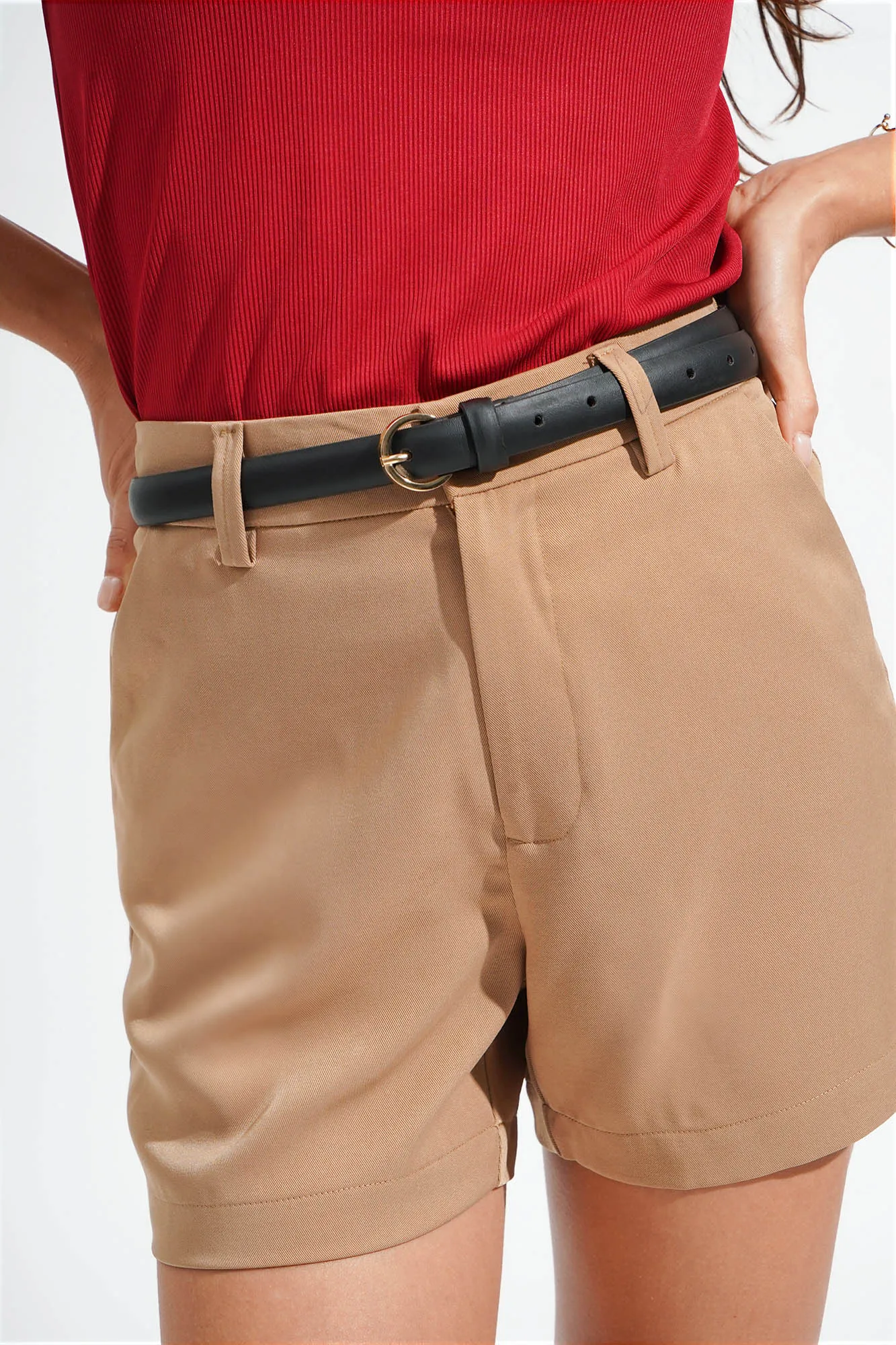 Oblong Buckle Slim Belt