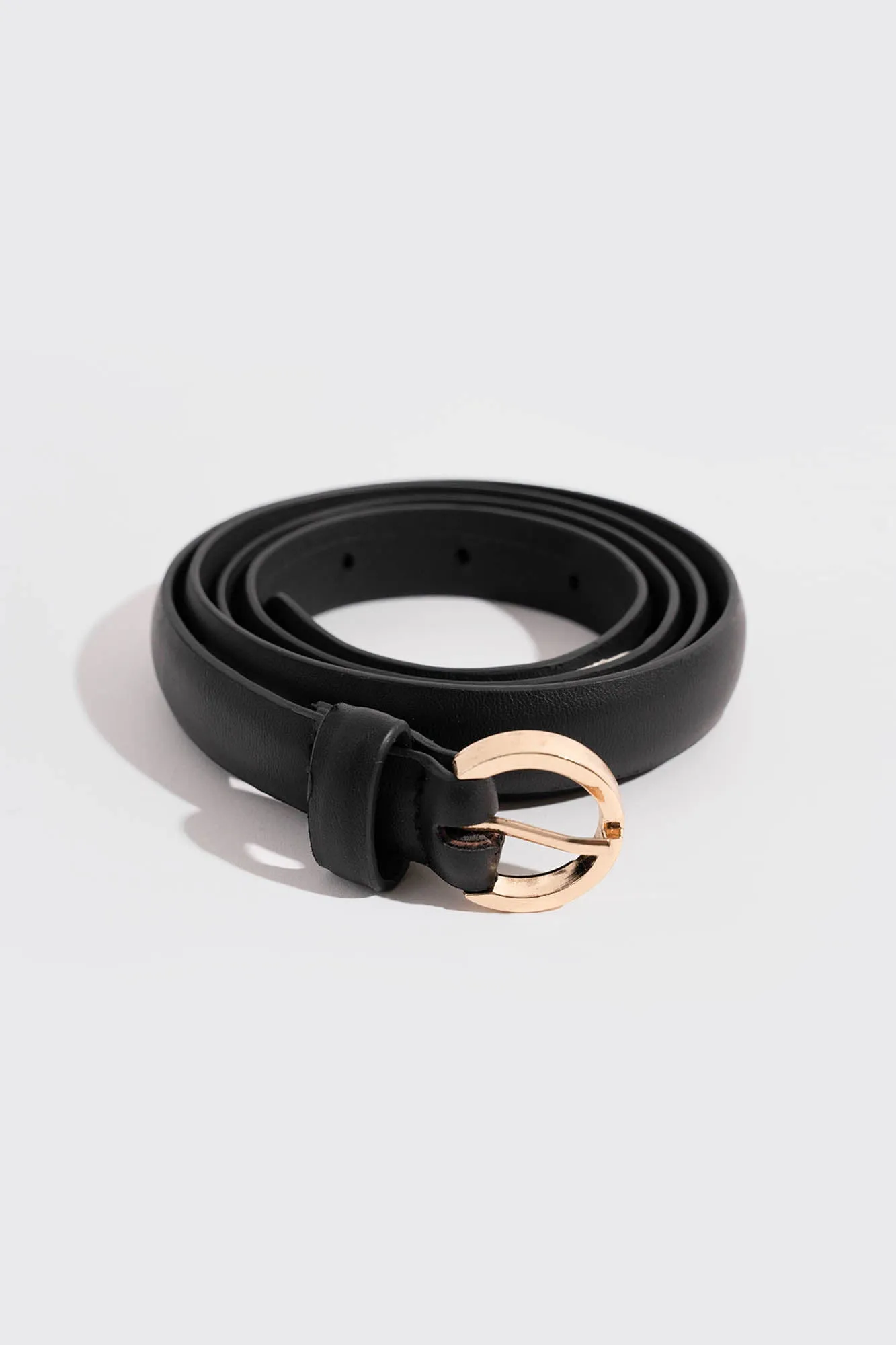 Oblong Buckle Slim Belt