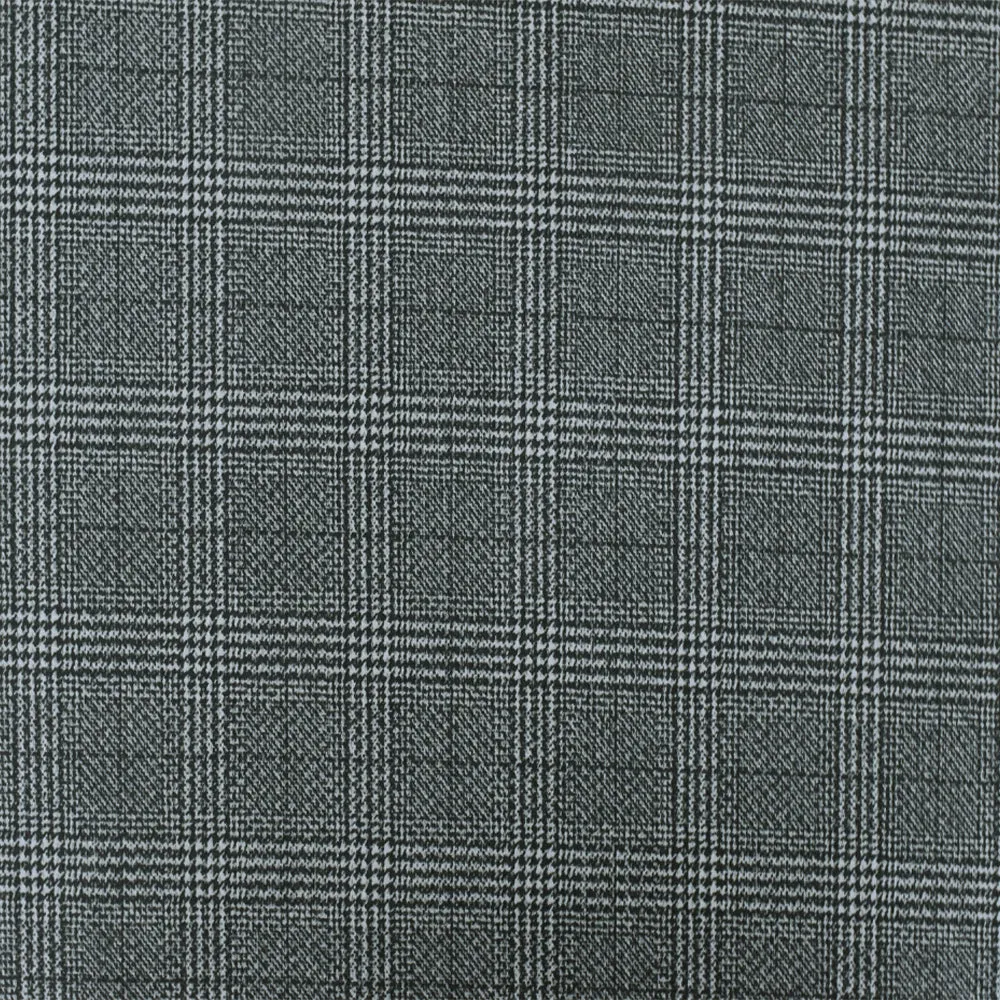 Off Black-White Plaid Printed Stretch Polyester Athletic Mesh Knit Fabric