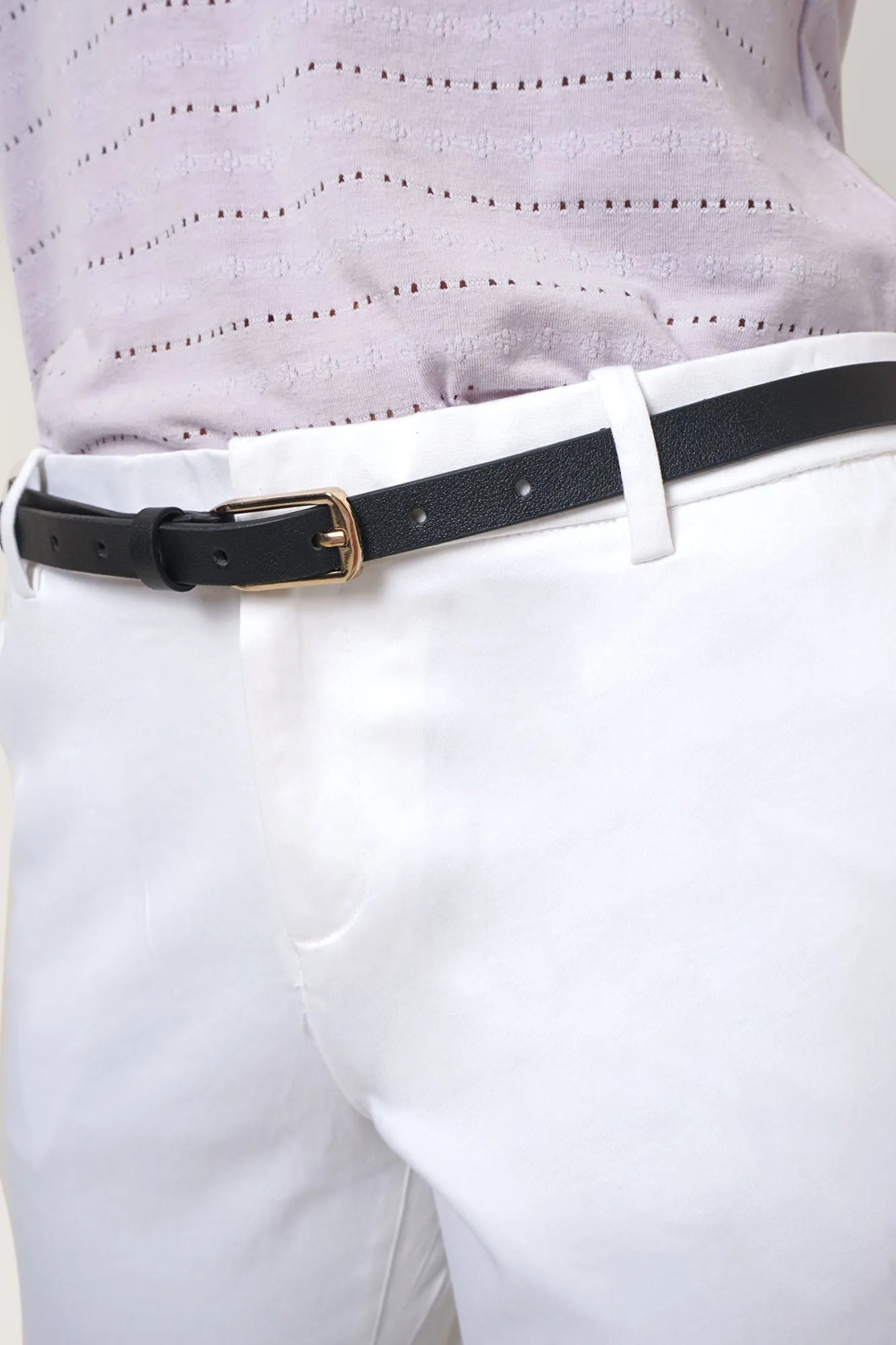 Oval Buckle Slim Belt