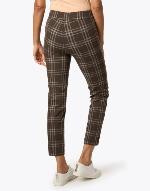 Pars Brown and White Plaid Stretch Pull On Pant