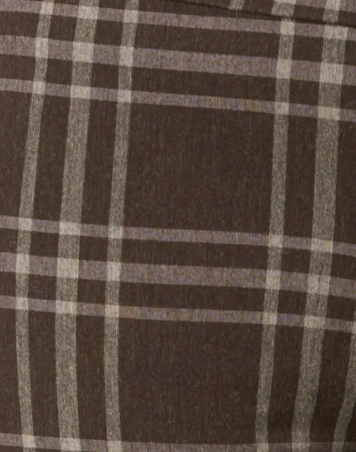 Pars Brown and White Plaid Stretch Pull On Pant