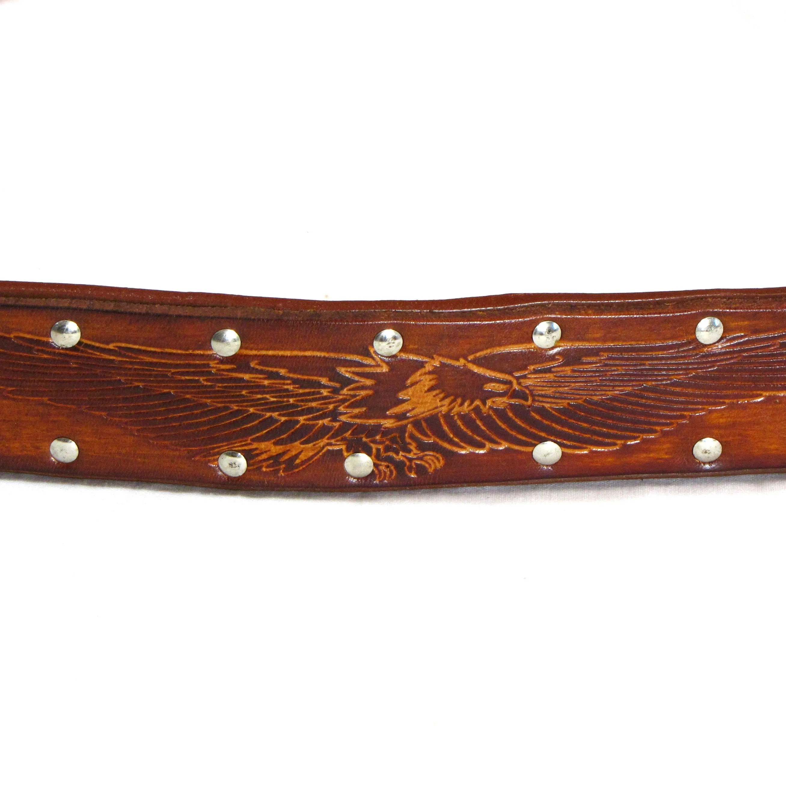 PBR-106   1 1/2" Belt w/ Embossed Eagle on Studded Patch