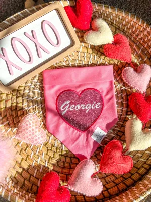 PERSONALIZED Pink Heart Dog Bandana