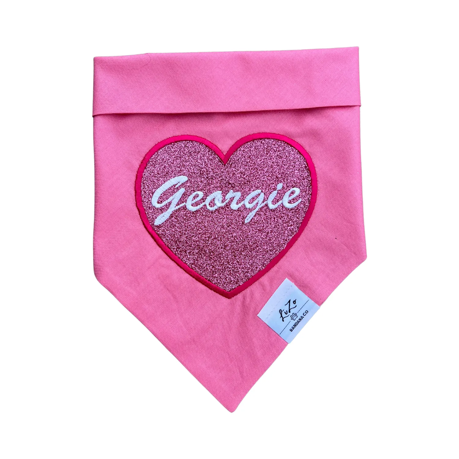 PERSONALIZED Pink Heart Dog Bandana