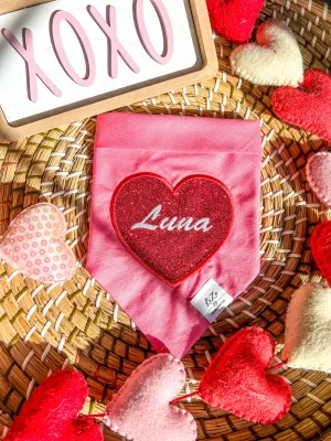 PERSONALIZED Red Heart Dog Bandana