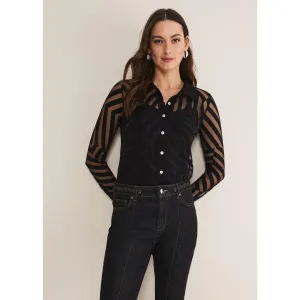 Phase Eight Vida Burnout Shirt With Cami - Black