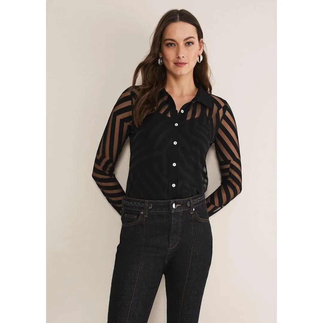 Phase Eight Vida Burnout Shirt With Cami - Black