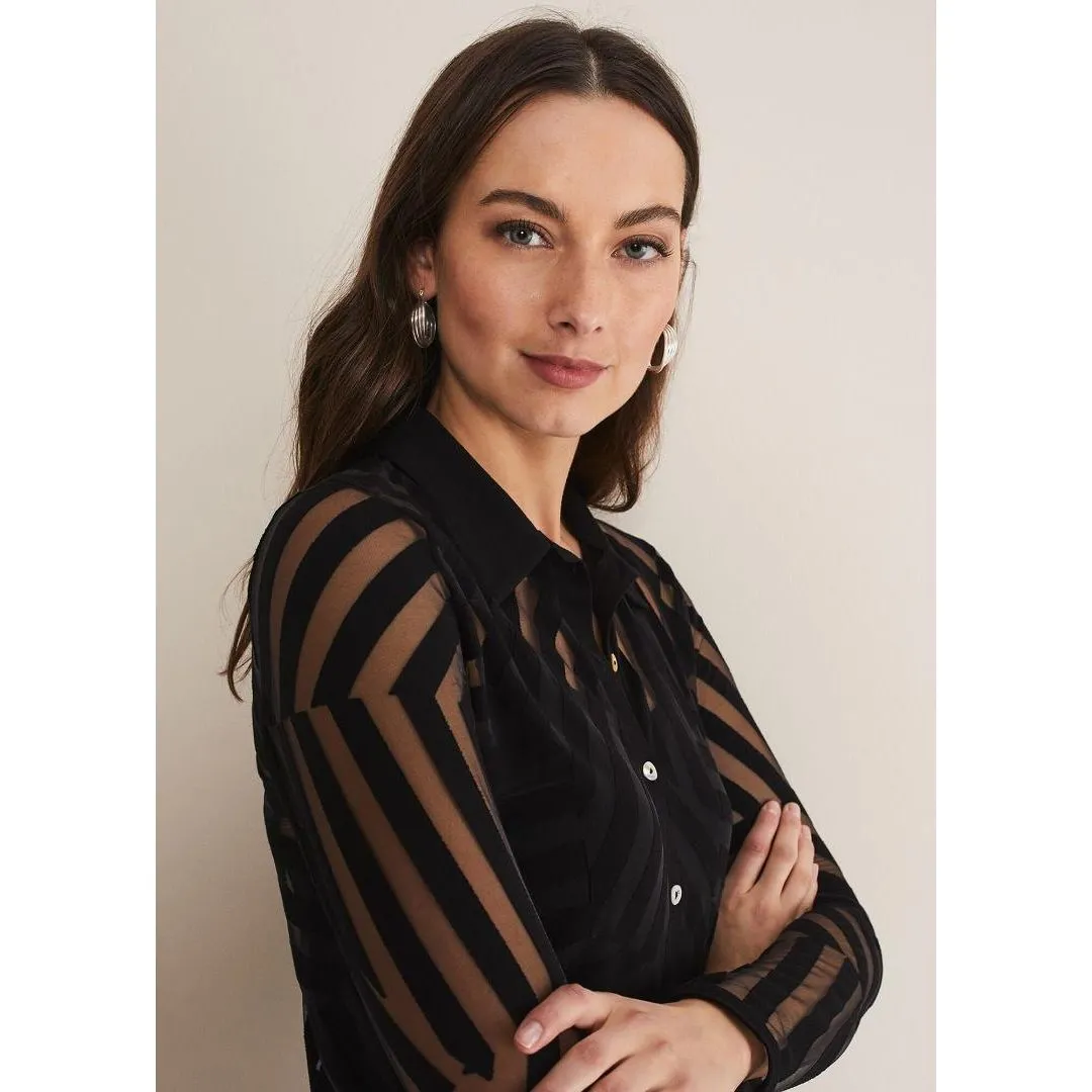 Phase Eight Vida Burnout Shirt With Cami - Black