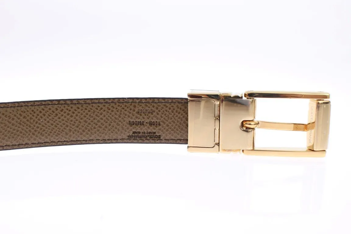 Pink Khaki Leather Reversible Waist Belt