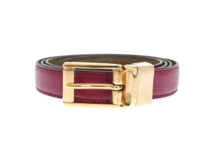 Pink Khaki Leather Reversible Waist Belt