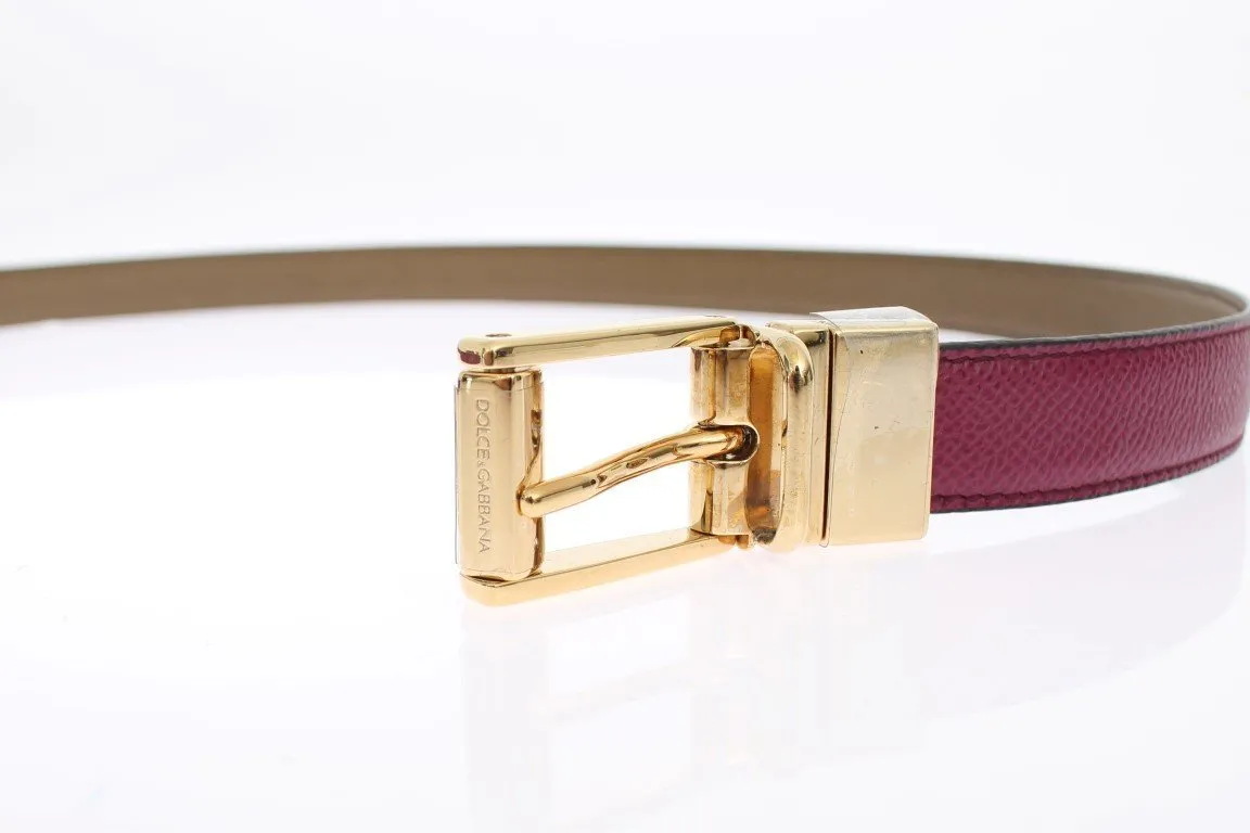 Pink Khaki Leather Reversible Waist Belt