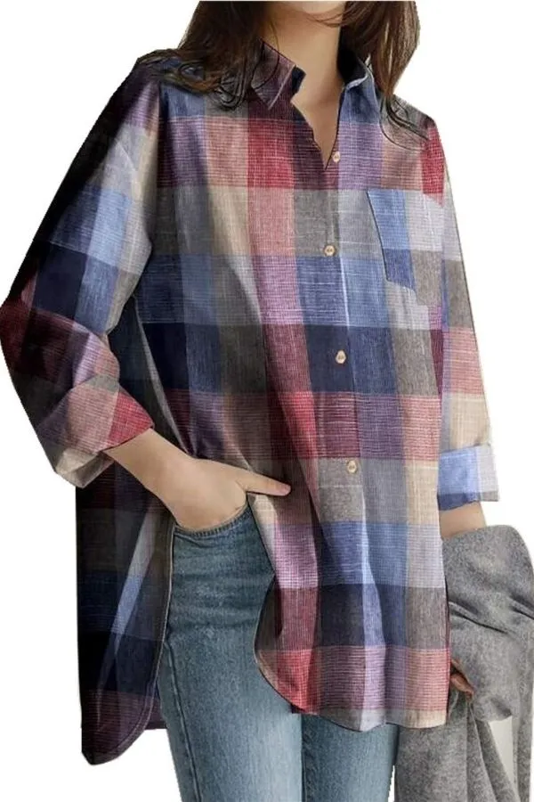 Plaid Printing Casual Cotton Shirt