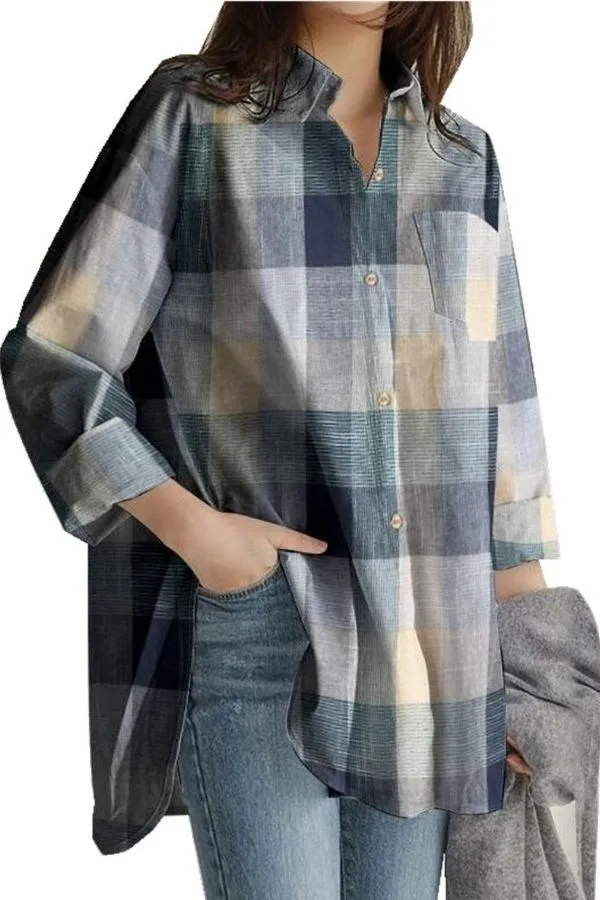 Plaid Printing Casual Cotton Shirt
