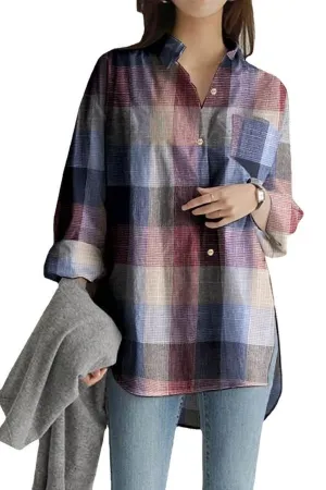 Plaid Printing Casual Cotton Shirt