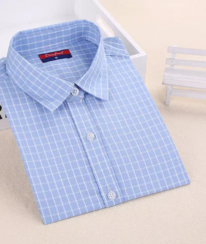Plaid Shirt Women Long Sleeve Blouses Turn-Down Collar Plus Size Plaid Shirts Women Tops Fashion