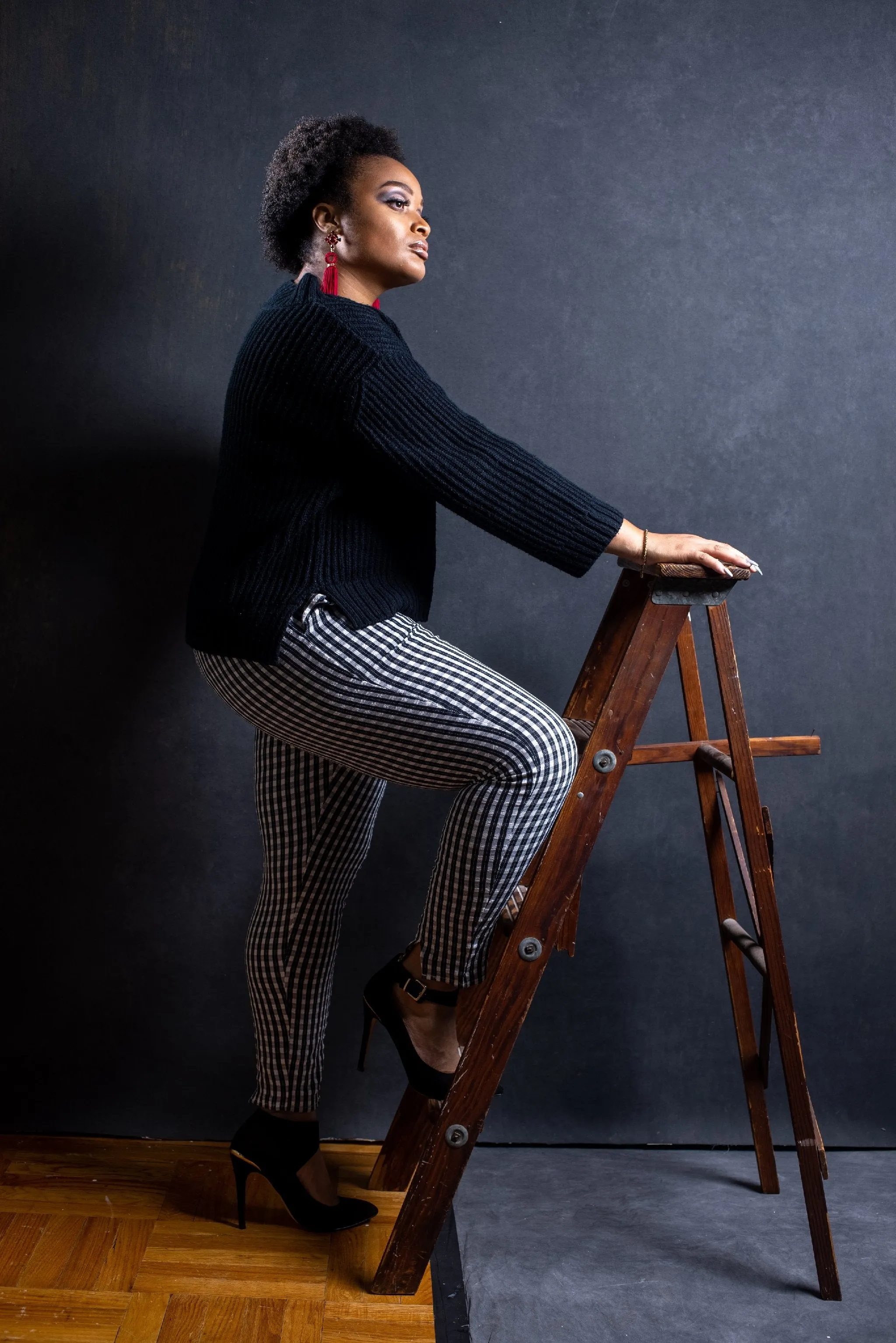 Plaid Split Hem Pants