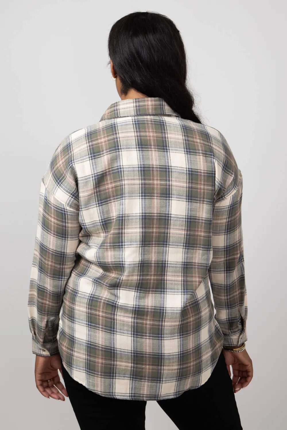 Plaid Woven Top for Women in Olive | 19336J-OLIVE
