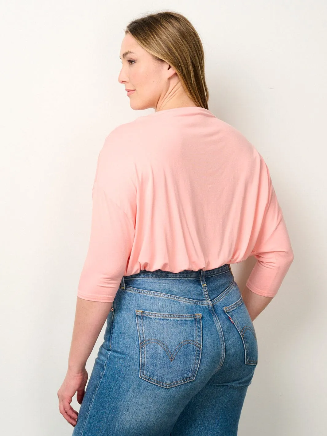PLUS SIZE 3/4 SLEEVES SOLID BODYSUIT
