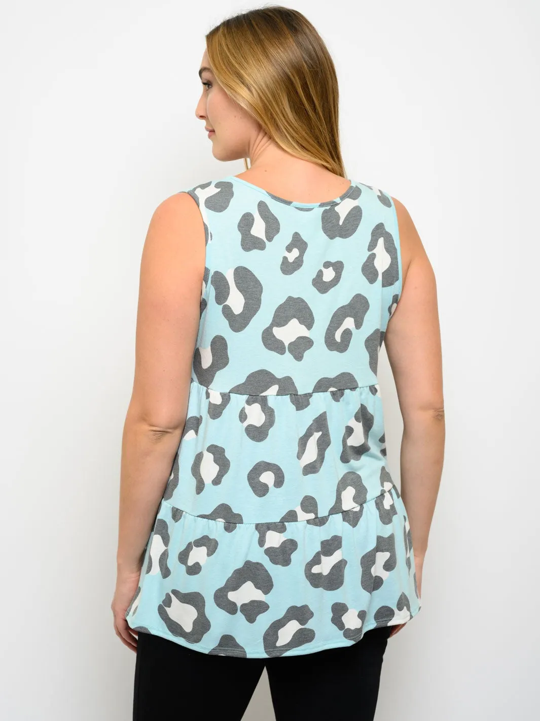 PLUS SIZE ANIMAL PRINT V-NECK TANK TOP