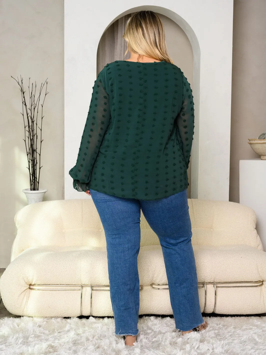 PLUS SIZE LONG SLEEVE DETAILED LOOSE FIT TOP