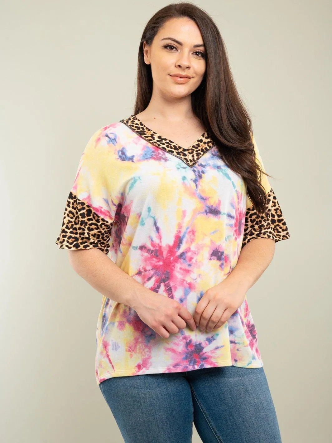PLUS SIZE MULTI PRINT TOP