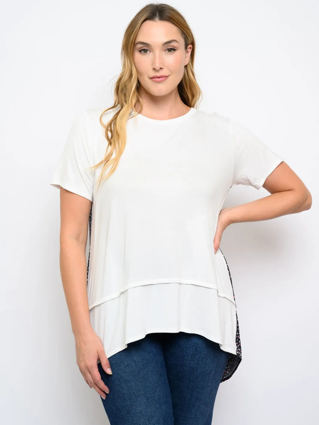 PLUS SIZE SHORT SLEEVE BACK PRINT TOP