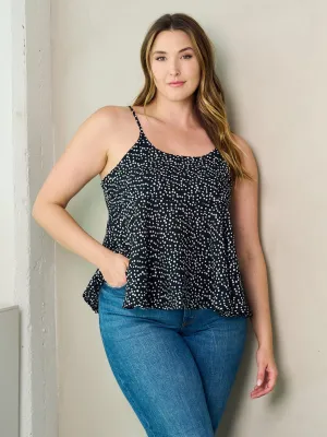 PLUS SIZE SLEEVELESS POLKA DOTS TUNIC TANK TOP