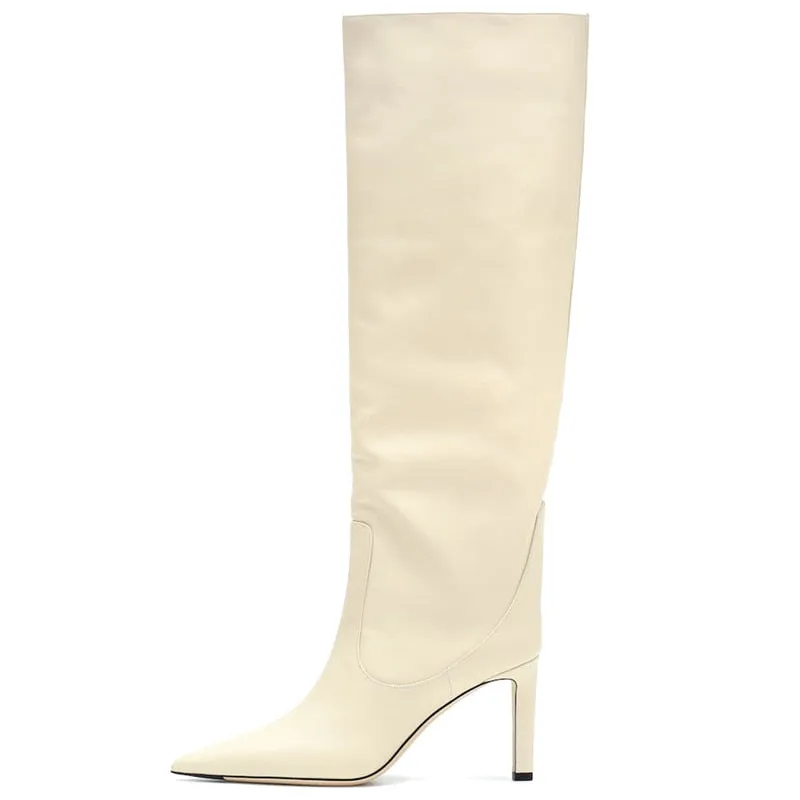 Pointed toe stiletto high heels boots
