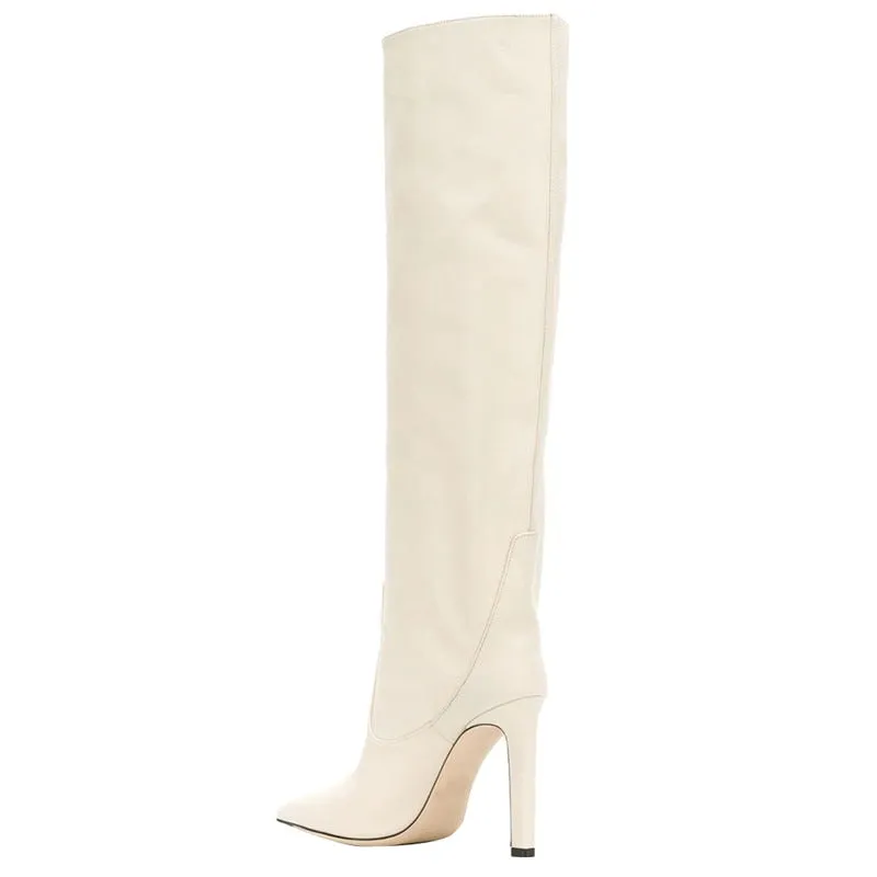 Pointed toe stiletto high heels boots